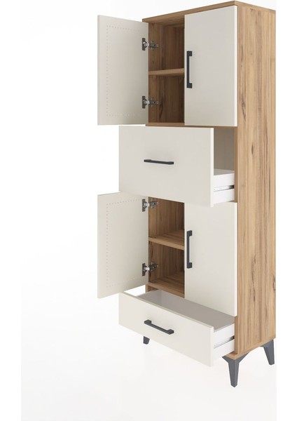 Arges Dolap 4 Raflı 2 Çekmeceli 4 Kapaklı 60X30X163 Çam-Aytaşı fırsatları