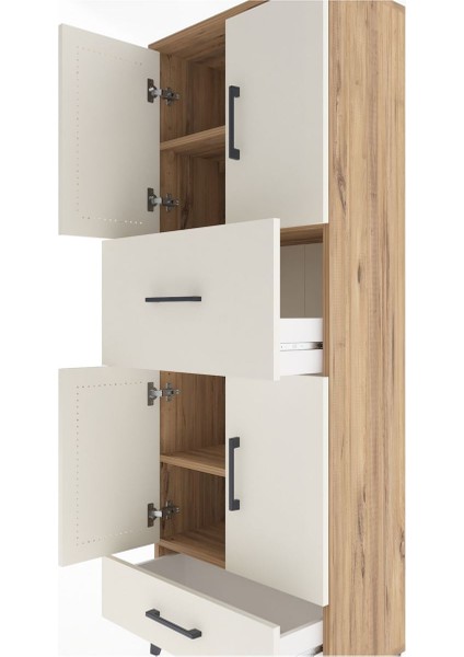 Arges Dolap 4 Raflı 2 Çekmeceli 4 Kapaklı 60X30X163 Çam-Aytaşı indirimleri