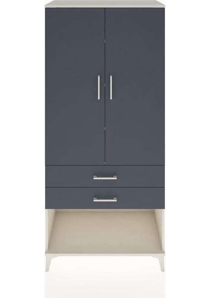 Hyperion Dolap 4 Raflı 2 Çekmeceli 2 Kapaklı 88X44X195 Aytaşı-Antrasit