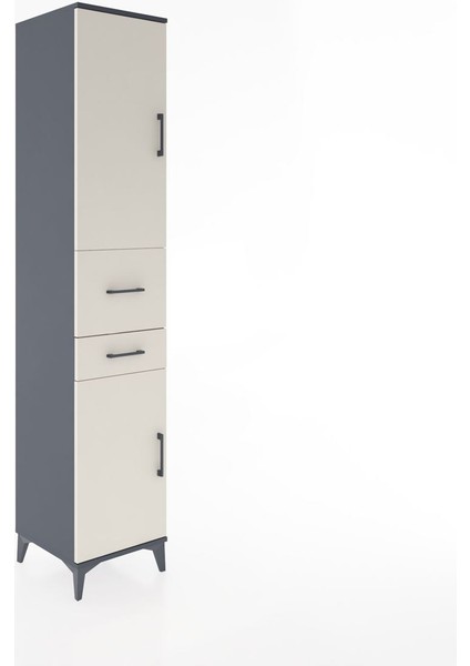 Hyperion Dolap 4 Raflı 2 Çekmeceli 2 Kapaklı 44X44X221 Antrasit-Aytaşı fiyatları