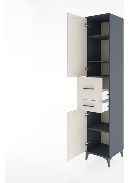 Hyperion Dolap 4 Raflı 2 Çekmeceli 2 Kapaklı 44X44X221 Antrasit-Aytaşı fırsatları