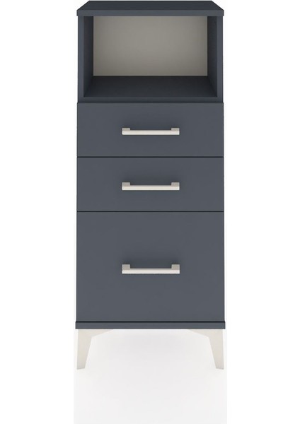 Arges Komodin Tek Raflı 3 Çekmeceli 44X30X106 Antrasit-Antrasit