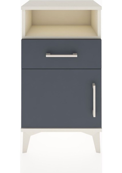 Arges Komodin 2 Raflı Tek Çekmeceli Tek Kapaklı 44X30X80 Aytaşı-Antrasit