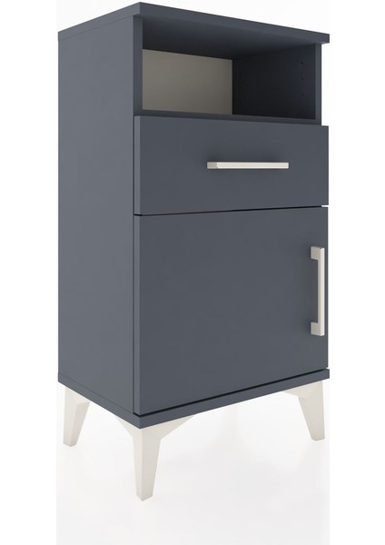 Arges Komodin 2 Raflı Tek Çekmeceli Tek Kapaklı 44X30X80 Antrasit-Antrasit modelleri