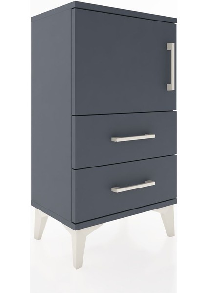 Arges Komodin 2 Raflı Tek Çekmeceli Tek Kapaklı 44X30X80 Antrasit-Antrasit fırsatları