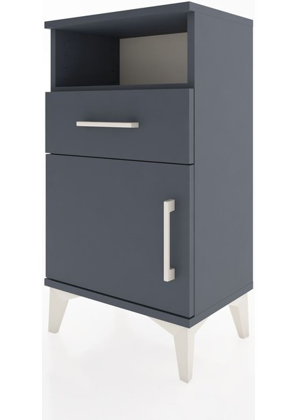 Arges Komodin 2 Raflı Tek Çekmeceli Tek Kapaklı 44X30X80 Antrasit-Antrasit indirimleri