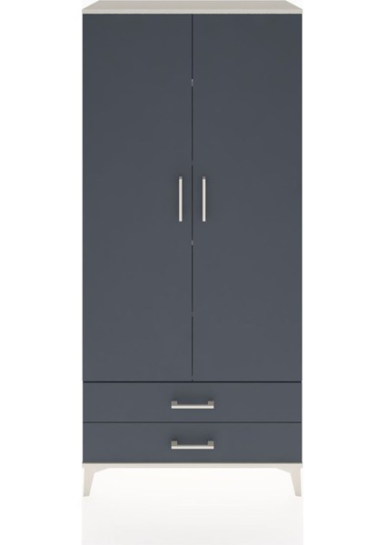 Hyperion Dolap 5 Raflı 2 Çekmeceli 2 Kapaklı 88X44X195 Aytaşı-Antrasit