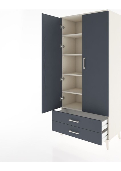 Hyperion Dolap 5 Raflı 2 Çekmeceli 2 Kapaklı 88X44X195 Aytaşı-Antrasit fırsatları