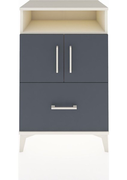 Hyperion Komodin 2 Raflı Tek Çekmeceli 2 Kapaklı 60X44X96 Aytaşı-Antrasit