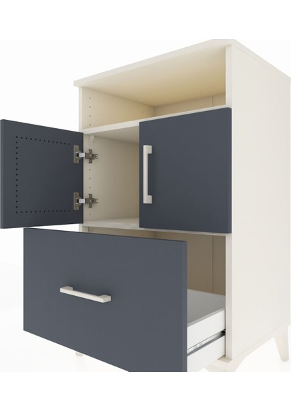 Hyperion Komodin 2 Raflı Tek Çekmeceli 2 Kapaklı 60X44X96 Aytaşı-Antrasit indirimleri