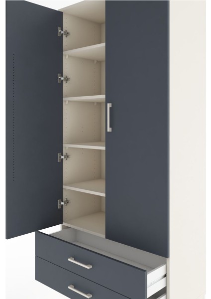 Hyperion Dolap 5 Raflı 2 Çekmeceli 2 Kapaklı 88X44X195 Aytaşı-Antrasit indirimleri