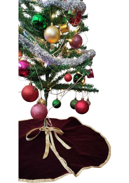 Yılbaşı Çam Ağacı Altı Örtüsü, Çam Ağacı Ayak Halısı Örtüsü, Bordo Kadife 70 cm fırsatları