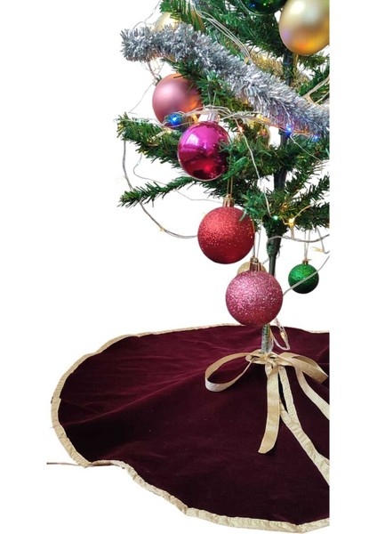 Yılbaşı Çam Ağacı Altı Örtüsü, Çam Ağacı Ayak Halısı Örtüsü, Bordo Kadife 70 cm indirimleri