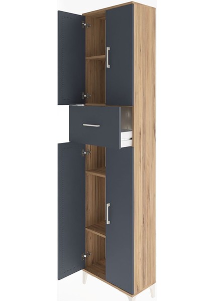 Arges Dolap 4 Raflı Tek Çekmeceli 4 Kapaklı 60X30X243 Çam-Antrasit fırsatları