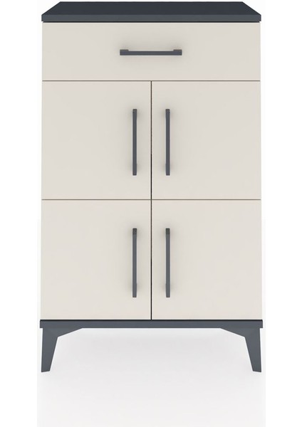 Arges Komodin Tek Raflı Tek Çekmeceli 4 Kapaklı 60X30X96 Antrasit-Aytaşı