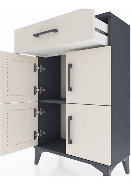 Arges Komodin Tek Raflı Tek Çekmeceli 4 Kapaklı 60X30X96 Antrasit-Aytaşı indirimleri