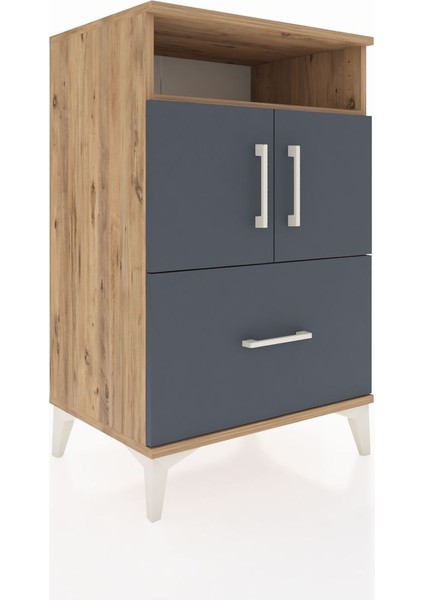 Hyperion Komodin 2 Raflı Tek Çekmeceli 2 Kapaklı 60X44X96 Çam-Antrasit fiyatları