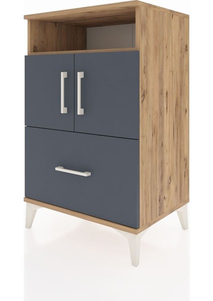 Hyperion Komodin 2 Raflı Tek Çekmeceli 2 Kapaklı 60X44X96 Çam-Antrasit modelleri