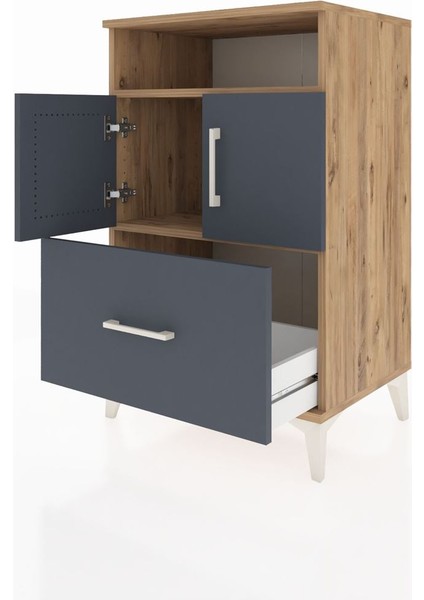 Hyperion Komodin 2 Raflı Tek Çekmeceli 2 Kapaklı 60X44X96 Çam-Antrasit fırsatları