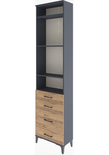 Arges Dolap 4 Raflı 4 Çekmeceli 60X30X243 Antrasit-Çam modelleri