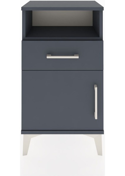 Arges Komodin Tek Raflı 2 Çekmeceli Tek Kapaklı 44X30X80 Antrasit-Antrasit fiyatları