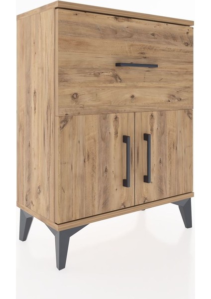 Arges Komodin Tek Raflı Tek Çekmeceli 2 Kapaklı 60X30X80 Çam-Çam fiyatları