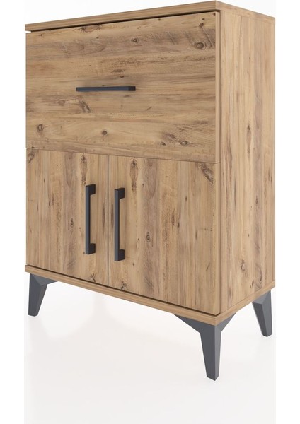 Arges Komodin Tek Raflı Tek Çekmeceli 2 Kapaklı 60X30X80 Çam-Çam modelleri