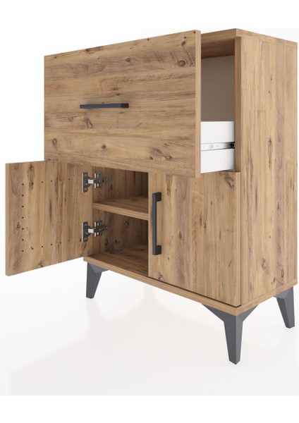 Arges Komodin Tek Raflı Tek Çekmeceli 2 Kapaklı 60X30X80 Çam-Çam fırsatları