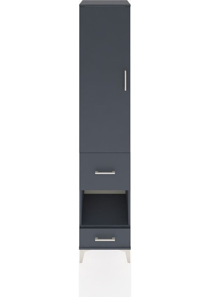Hyperion Dolap 3 Raflı 2 Çekmeceli Tek Askılı 44X44X221 Antrasit-Antrasit