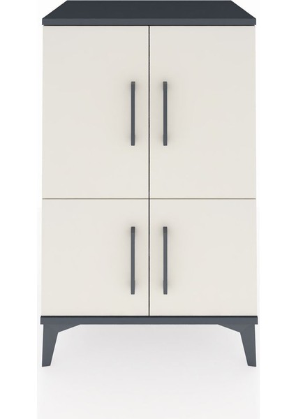 Hyperion Komodin 3 Raflı 4 Kapaklı 60X44X96 Antrasit-Aytaşı