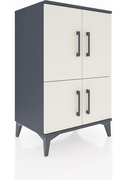 Hyperion Komodin 3 Raflı 4 Kapaklı 60X44X96 Antrasit-Aytaşı fiyatları