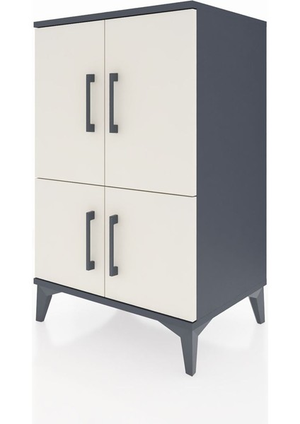 Hyperion Komodin 3 Raflı 4 Kapaklı 60X44X96 Antrasit-Aytaşı modelleri