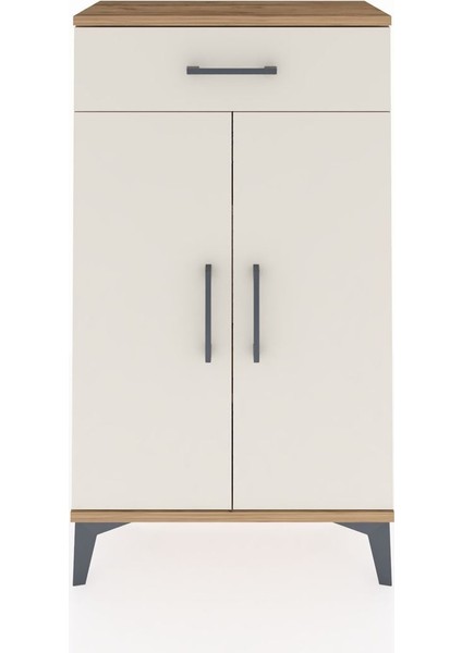 Arges Komodin 2 Raflı Tek Çekmeceli 2 Kapaklı 60X30X106 Çam-Aytaşı fiyatları