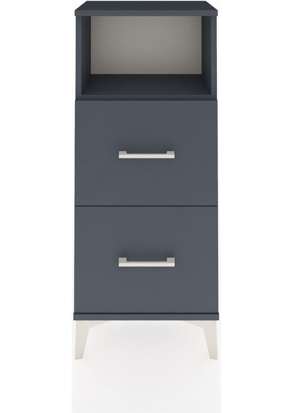 Arges Komodin Tek Raflı 2 Çekmeceli 44X30X106 Antrasit-Antrasit