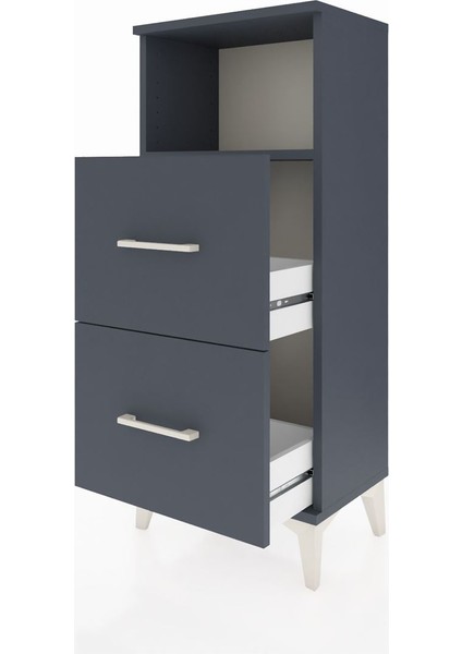 Arges Komodin Tek Raflı 2 Çekmeceli 44X30X106 Antrasit-Antrasit fırsatları