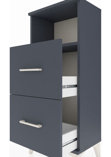 Arges Komodin Tek Raflı 2 Çekmeceli 44X30X106 Antrasit-Antrasit indirimleri