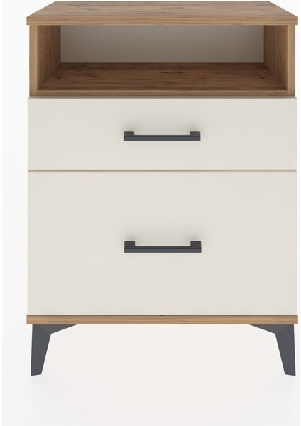 Arges Komodin Tek Raflı 2 Çekmeceli 60X30X80 Çam-Aytaşı
