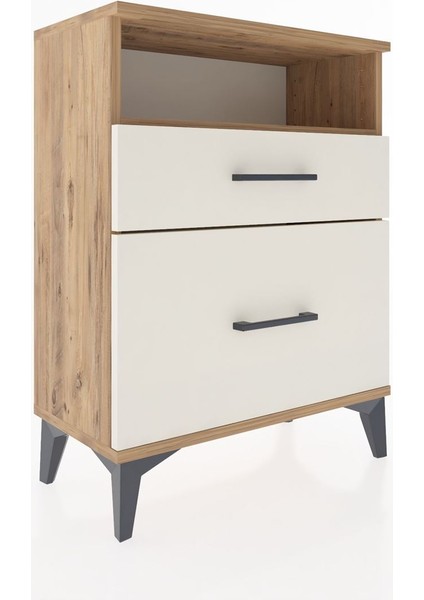 Arges Komodin Tek Raflı 2 Çekmeceli 60X30X80 Çam-Aytaşı fiyatları