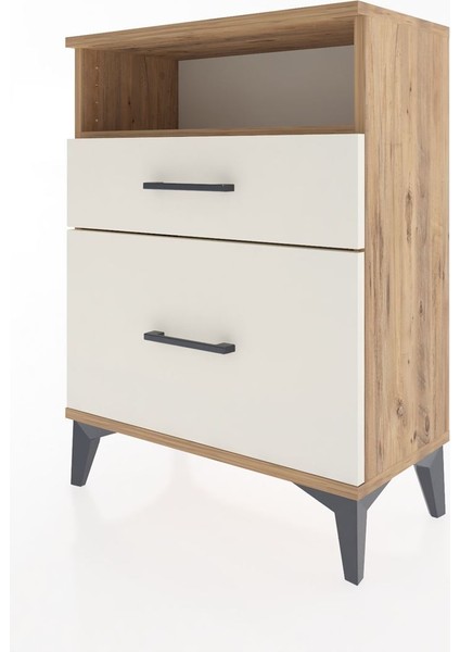 Arges Komodin Tek Raflı 2 Çekmeceli 60X30X80 Çam-Aytaşı modelleri