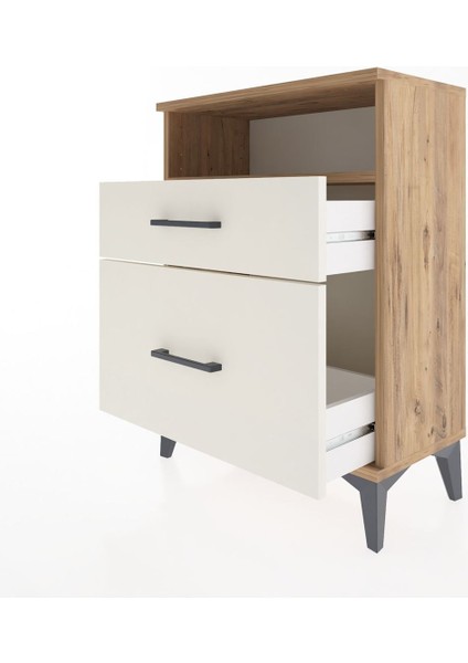 Arges Komodin Tek Raflı 2 Çekmeceli 60X30X80 Çam-Aytaşı fırsatları