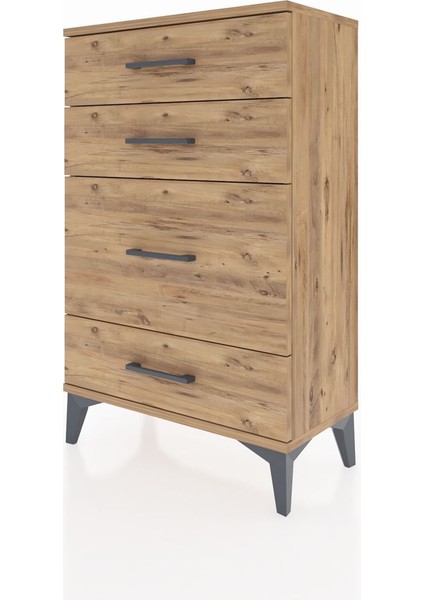 Arges Komodin 4 Çekmeceli 60X30X96 Çam-Çam modelleri