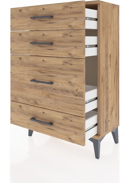 Arges Komodin 4 Çekmeceli 60X30X96 Çam-Çam fırsatları