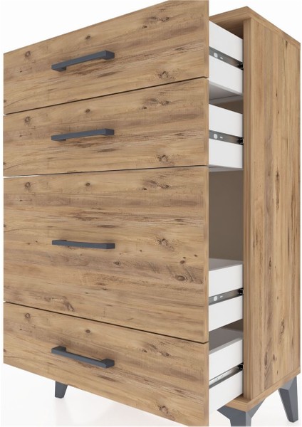 Arges Komodin 4 Çekmeceli 60X30X96 Çam-Çam indirimleri