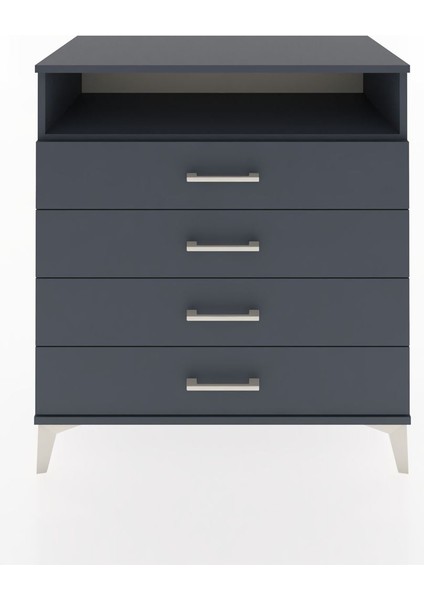 Hyperion Şifonyer Tek Raflı 4 Çekmeceli 88X44X96 Antrasit-Antrasit