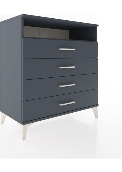 Hyperion Şifonyer Tek Raflı 4 Çekmeceli 88X44X96 Antrasit-Antrasit fiyatları