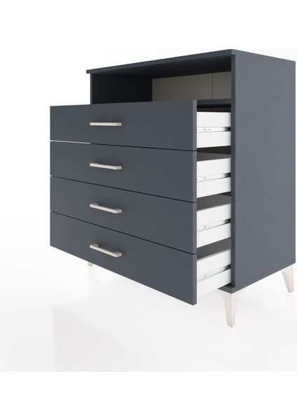 Hyperion Şifonyer Tek Raflı 4 Çekmeceli 88X44X96 Antrasit-Antrasit fırsatları