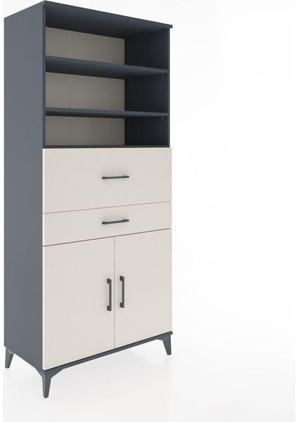 Hyperion Dolap 4 Raflı 2 Çekmeceli 2 Kapaklı 88X44X195 Antrasit-Aytaşı fiyatları