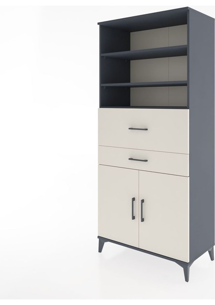 Hyperion Dolap 4 Raflı 2 Çekmeceli 2 Kapaklı 88X44X195 Antrasit-Aytaşı modelleri
