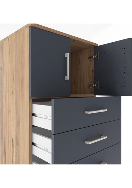 Hyperion Dolap Tek Raflı 8 Çekmeceli 2 Kapaklı 60X44X182 Çam-Antrasit indirimleri