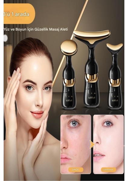 Tam Yüz Gıdı Boyun Alın Yanak Burun Masaj ve Serum Krem Yedirme Cihazı 3 Başlıklı fırsatları